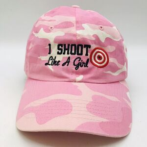 I Shoot Like a Girl Pink Camo Baseball Cap Womens Twill Strapback Port Authority